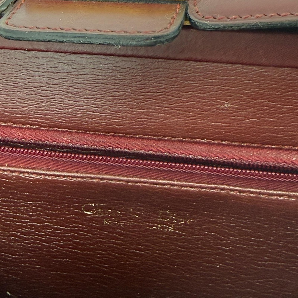 Vintage‎ Christian Dior Burgundy Leather Shoulder Box Bag CD Gold Accordion Flap - Picture 7 of 12